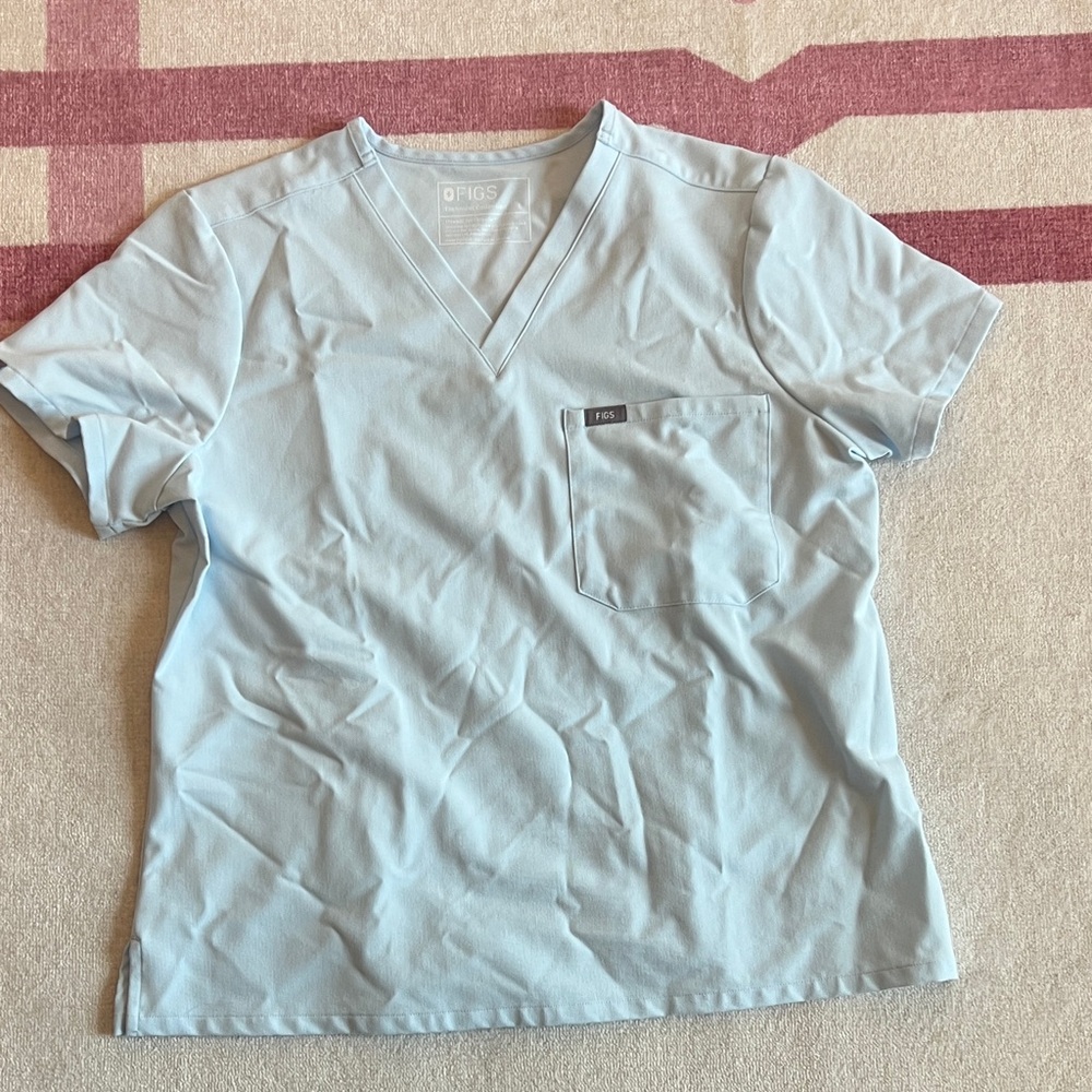 Figs Open Sky Catarina Blue V-Neck Scrub Top
